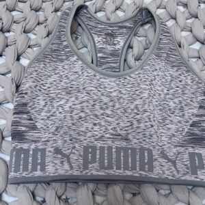 Puma Gray Heather Seamless Racerback Sports Bra